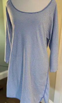 LAKE Pajamas Night Shirt Nightgown Blue White 100% Peruvian Pima Cotton Soft XL