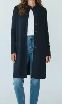 Barbara Wells Studio Black Knit Button Front Long Cardigan Jacket Women's Size L