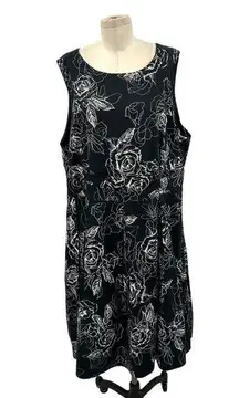 City Chic Black White Rose Floral Print Fit & Flare Tulle Dress Plus Size XXL 24