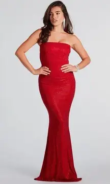Red Formal Dress Maxi Long Elegant