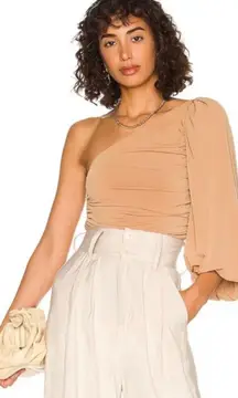Revolve Majorelle Dani Bodysuit One Shoulder in Toffee Nude Size Small