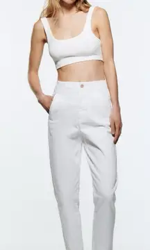 Zara Women’s High Rise Tailor Fit Jeans White Size S 5862/064 100% Cotton