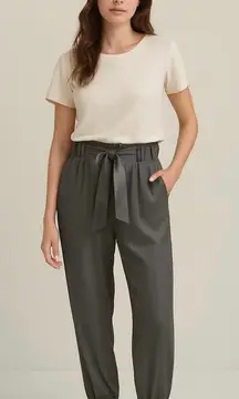 FOREVER 21 TWENTY One 100% silk joggers with belt Gray Sz Small