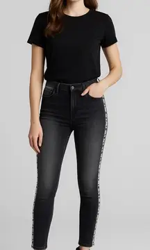 Driftwood Jeans Women's 27 Black Jackie High Rise Skinny Embroidered Snakeskin