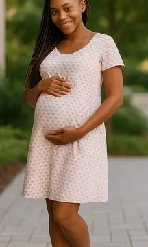 Liz Lange Womens Dress Size M Maternity‎ Gray Pink Yellow White Triangles NEW