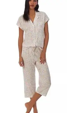 New! RALPH LAUREN Women's Floral 2-Piece Knit Pajamas PJ Set Top Capri Pants MED