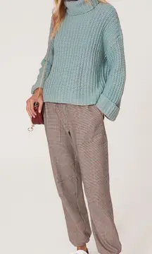 525 America Blue Wide Sleeve Chunky Knit Turtleneck Sweater Size Large