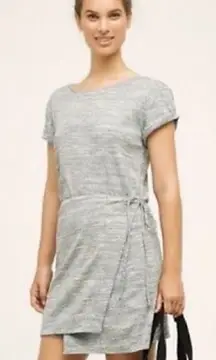 Maeve Marled Gray Tie front wrap tee dress