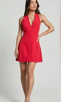 NWT Showpo. Red Yelena Halter Neck Bow Detail Mini Dress Womens 2 Coquette