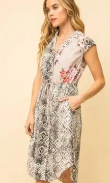 Anthropologie Mystree mixed media button down maxi dress size small nwt