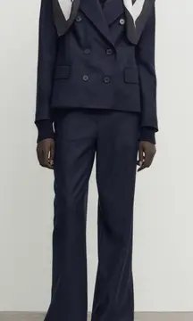 Massimo Dutti Wool Flannel Pants Navy Blue Sz 10