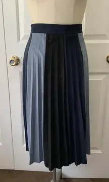 Blue and Black Pleated Color block skirt