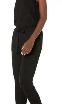 Daily Ritual Women's Sleeveless Knit Jumpsuit Drawstring Waist lounge comfy gray