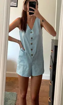 Topshop Blue Pinstriped Romper