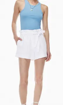 Aritzia Wilfred White Linen Belted Tie Waist‎ Pull On Paperbag Shorts