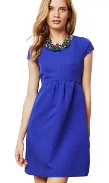 Anthropologie HD in Paris Mini Dress Women's 4 Blue Fit and Flare Cap Sleeve