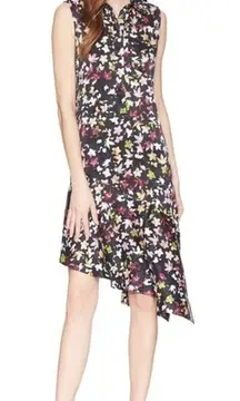 EQUIPMENT Femme Tira Sleeveless Floral‎ Print Silk Dress Asymmetrical Hem Size S