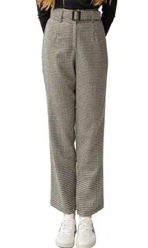 Tach Clothing High-Waist Portia Wool Pants in Brown Houndstooth Size M