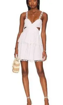 Shauna Mini Dress in White Small New Womens Mini Pom Poms