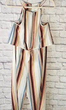 Speechless  Juniors Size XL Multicolor Stripe Jumpsuit with Knot Front