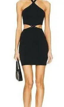 Alexander Wang  Criss Cross Logo Halter Dress in Black Small New Womens Mini Cut