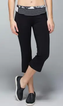 Rare Lululemon Gather & Crow Crop Full-On Luon Black / Quilt Winter 13-15