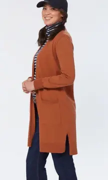 Duluth Trading Cardigan Shiftless Duster Sweater Long Pockets Open Front Small