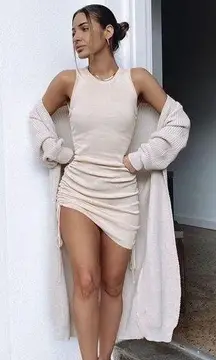 NWT lioness princess Polly military minds mini dress drawstring side xs ecru