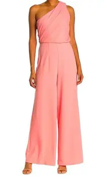 LOVE BY DESIGN Women's Size S One-Shoulder Wide Leg Jumpsuit Rose Petal MSRP$98