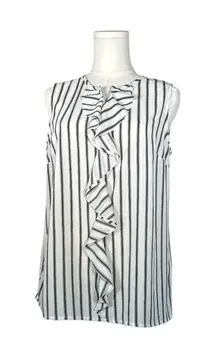 Merona Black and White Striped Ruffle Blouse‎