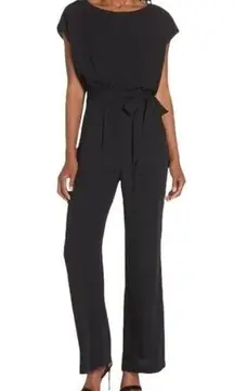 Eliza J Wide Leg Cap Sleeve Jumpsuit Black 14 NWT