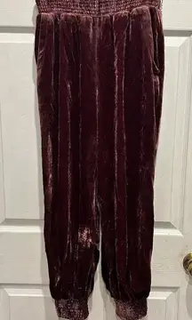 Anthropologie Gloria Velvet Joggers Pants‎ Burgundy Womens S Pockets Harem Cozy