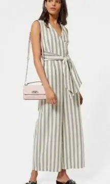 Rebecca Minkoff Marley Striped Grey Jumpsuit 8 NEW