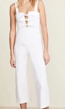 White Denim Jumpsuit Wide Leg Medium