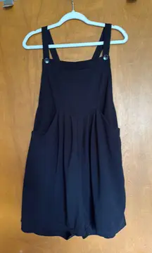 Halara Overalls Waffle Adjustable Strap Button Pleated Casual Pockets Black L