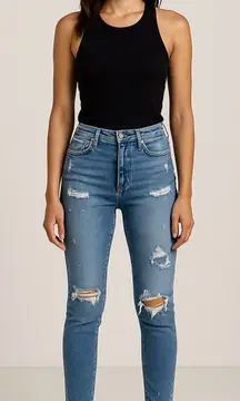 Agolde Sophie Raw Hem High Rise Crop Skinny Jeans in Hyper Blue 25 #A018D-843