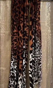 Ombré Brown Animal Print Cheetah Leopard Rayon Scarf