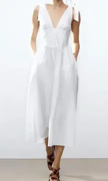 Zara tied poplin midi dress