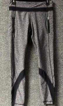 Lululemon Inspire Tight II Leggings Womens 8 Heather Gray 4 Way Stretch Logo