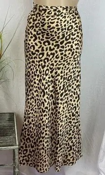 Leopard Print Satin Maxi Skirt By Audrey 3+1 Size S