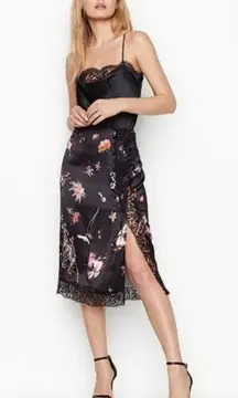 VS Lace Satin Slip Skirt Black Floral XS -XL