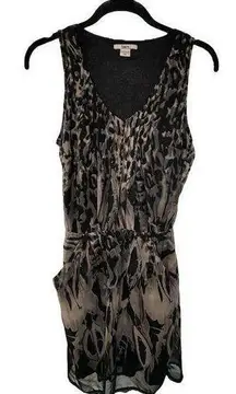 Bar III Women's XS Sleeveless Black White Animal Print Dress Elastic Waistband