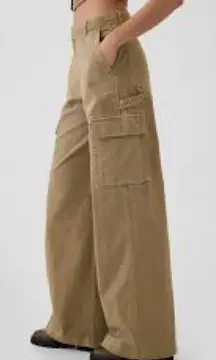 Gap Mid Rise Cargo Baggy Khakis Size 4 Tan Hayes Brown Relaxed Silhouette