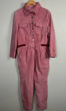 Vintage pink suede boiler suit size large READ