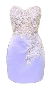 Y2K Satin Corset Mini Dress Sz.4-6 Fairy Mesh Lace Rhinestone Wimsigoth 90s