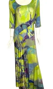 Soft Surroundings Multicolor Maxi Dress‎ watercolor abstract whimsy tall medium