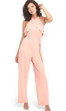 High Neck Ruffle Popover Peach Jumpsuit