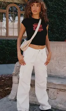 Paige White Denim Mid Rise Cargo Jeans 8