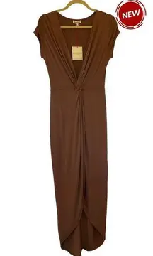 Rolla Coster Brown V-neck Midi Dress Women's Size Medium NWT | 23-11