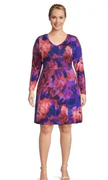 Terra Sky Sunset dye print swing stretch dress size 2X